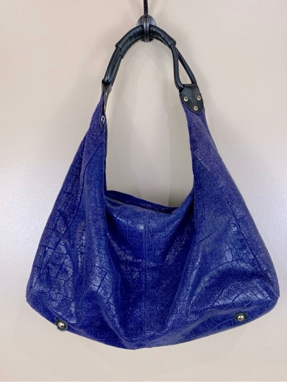 Croc embossed metallic soft leather Shoulder Hobo Tote Bag